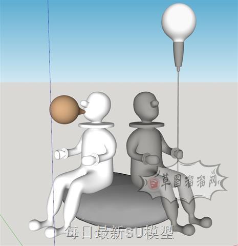 抽象人物工艺品SU模型 1