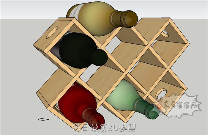 酒瓶酒架SU模型 1