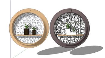 绿植墙植物架墙饰品SU模型 免费sketchup模型下载