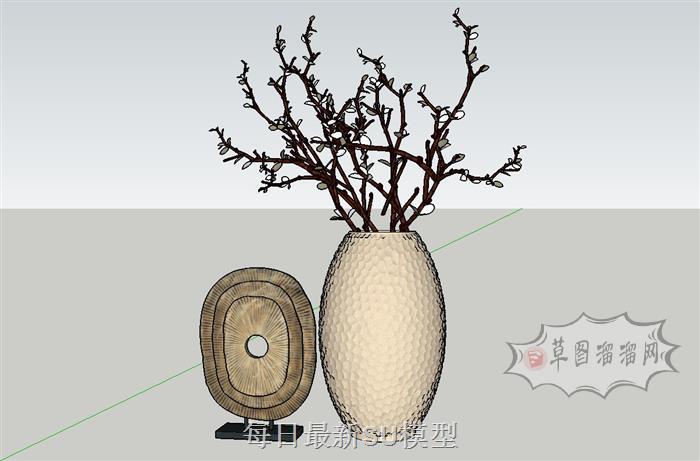 装饰花瓶插花SU模型 1