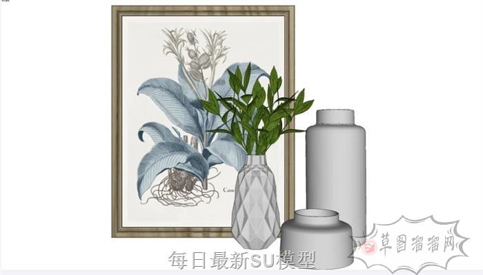 花瓶装饰品SU模型 1