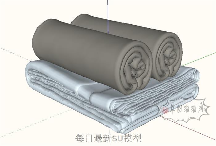 浴室摆件毛巾装饰SU模型 1