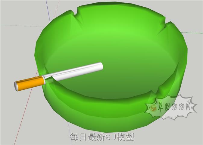 烟灰缸吸烟烟盒SU模型 1