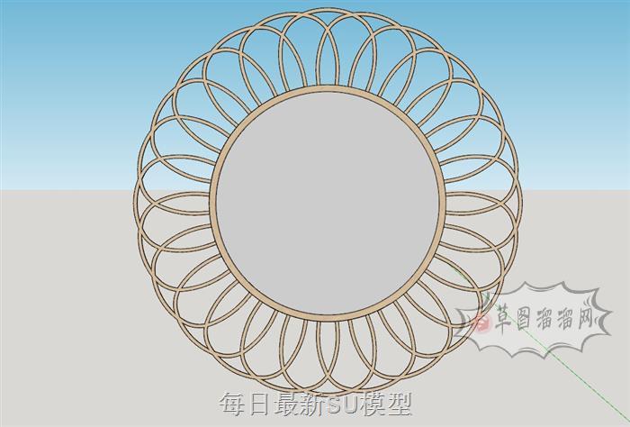 圆形装饰镜子SU模型 1