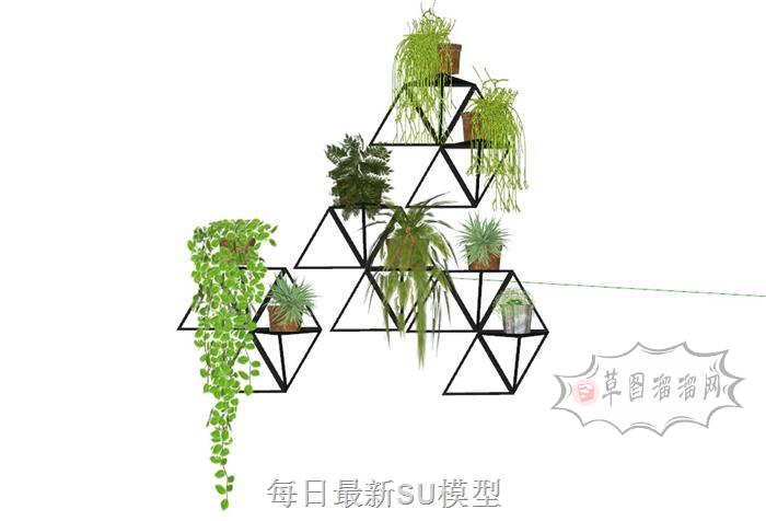 墙饰装饰架植物架SU模型 1