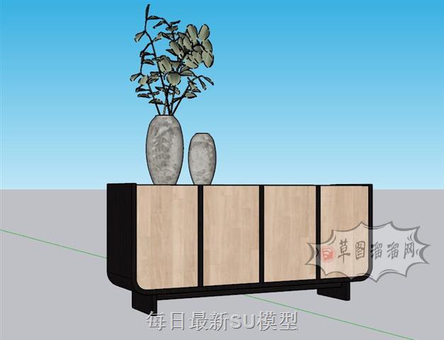 边柜矮柜装饰柜SU模型 1