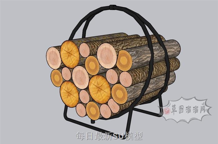 装饰柴火摆件SU模型 2