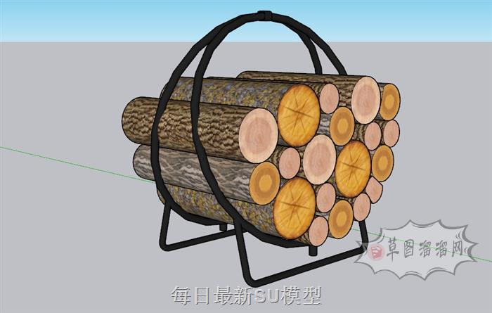 装饰柴火摆件SU模型 1