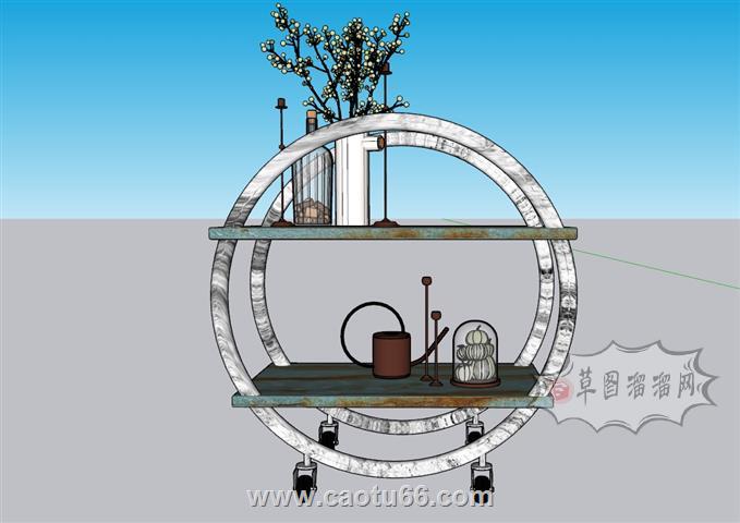 装饰柜装饰架花瓶SU模型 1