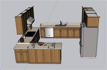 厨房橱柜SU模型 免费sketchup模型下载