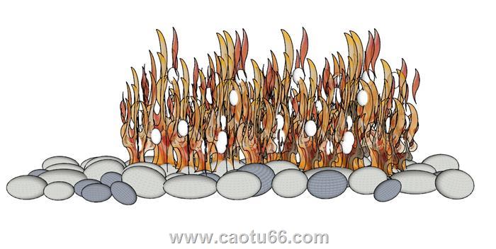 火焰鹅卵石装饰SU模型 1