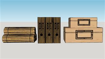 竹简四大名著书本SU模型 免费sketchup模型下载