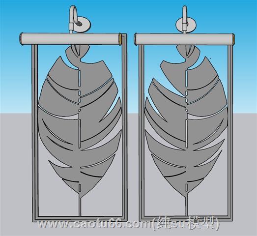 树叶装饰墙装饰SU模型 1