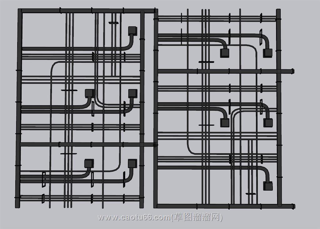 工业吊顶管道SU模型 1