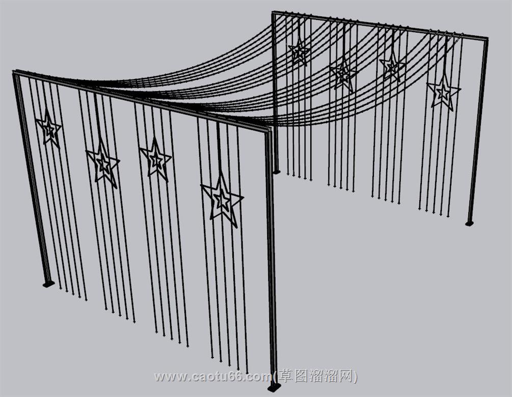 五角星装饰帘幕SU模型 1