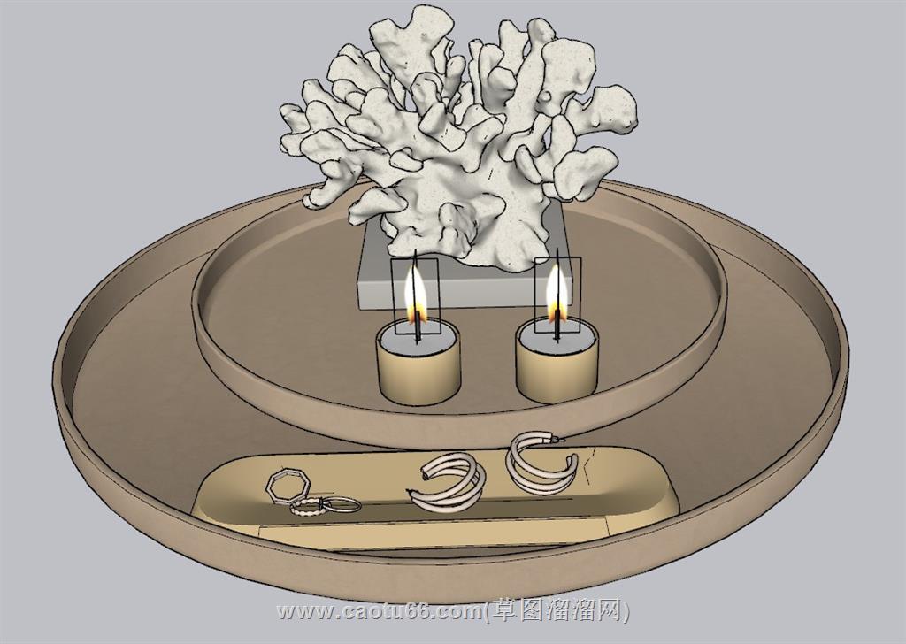 珊瑚装饰蜡烛SU模型 1