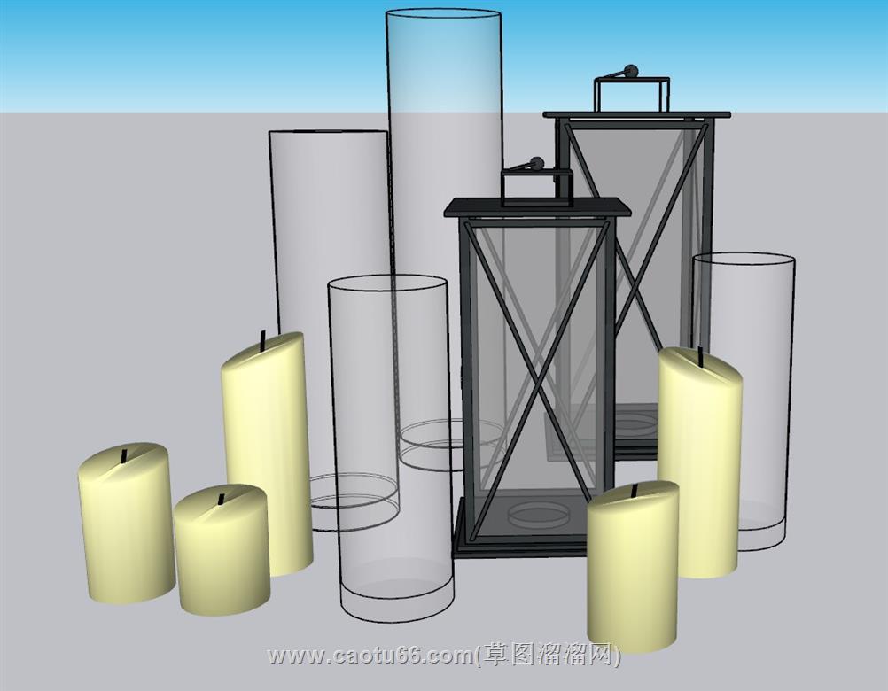 蜡烛装饰摆件SU模型 1