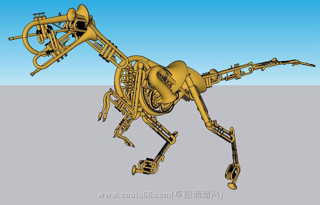 恐龙艺术品摆件SU模型 1