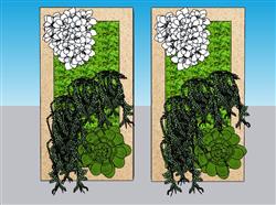 绿植墙装饰多肉SU模型 免费sketchup模型下载