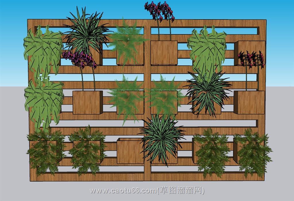 绿植墙植物架SU模型 1