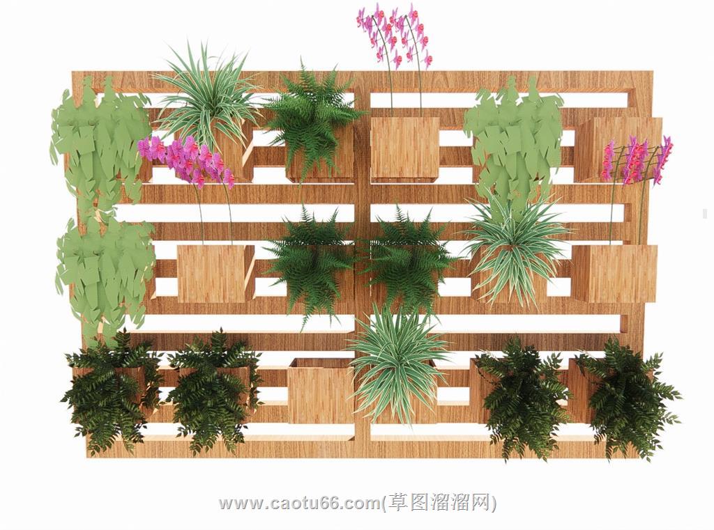 绿植墙植物架SU模型 2