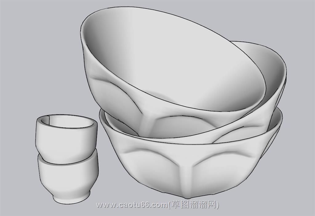 碗杯子SU模型 1