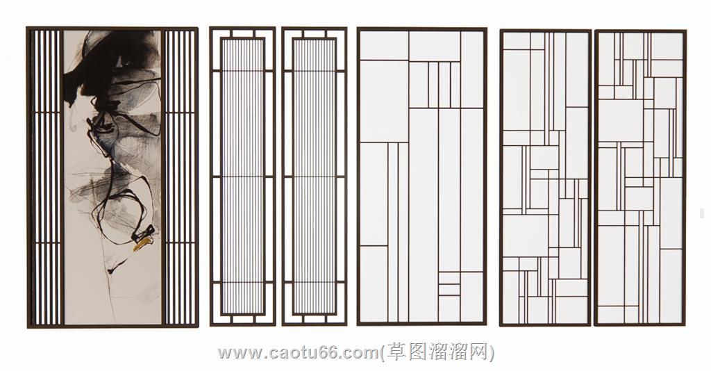 格栅隔断装饰SU模型 1