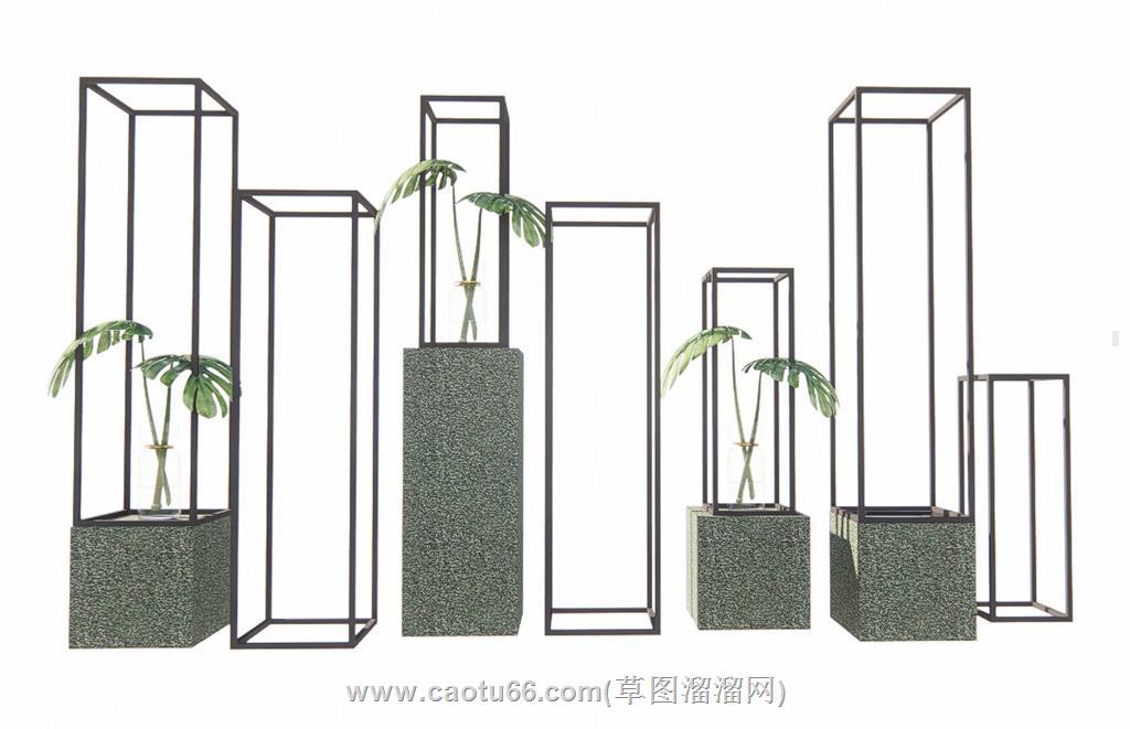 装饰花瓶花台SU模型 1