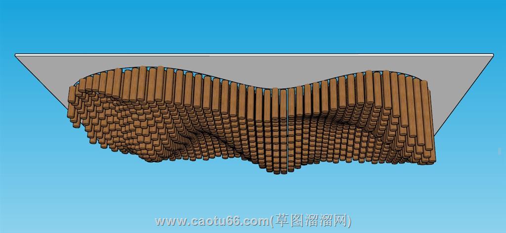 木质造型吊顶SU模型 1