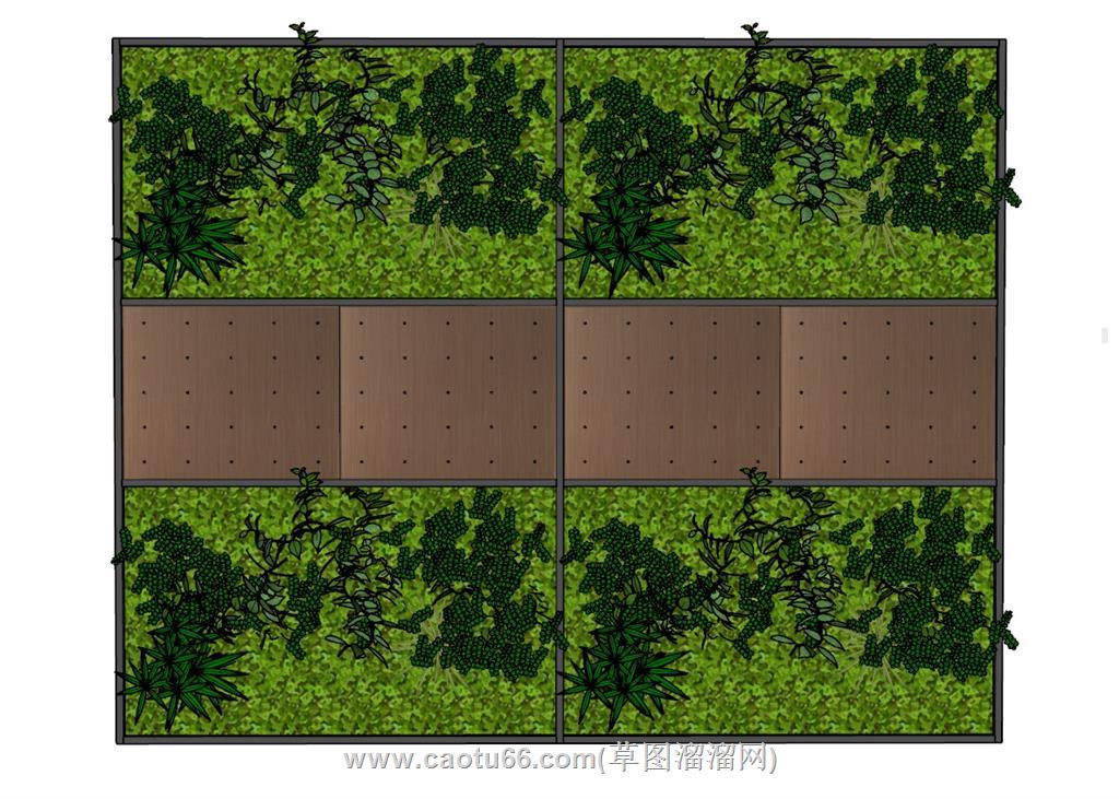 绿植墙装饰SU模型 1