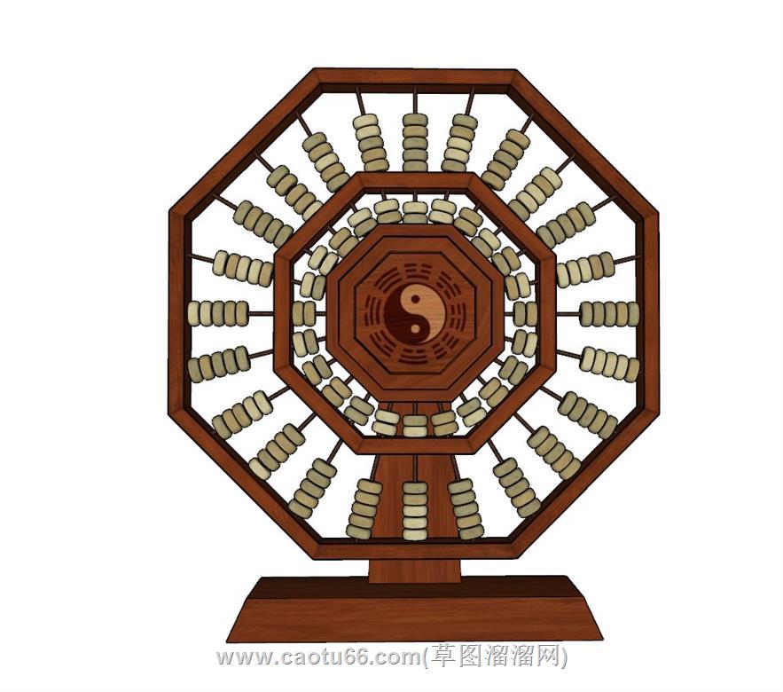 中式八卦装饰SU模型 1