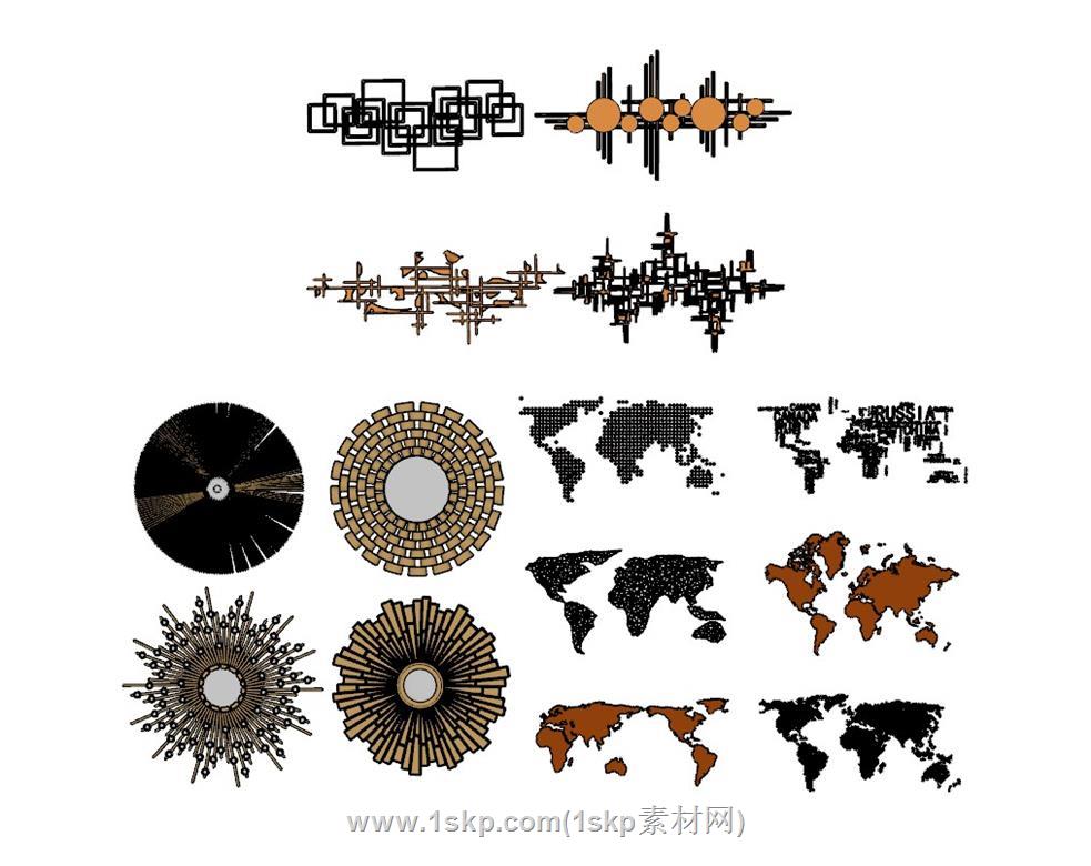 墙饰品装饰SU模型 1