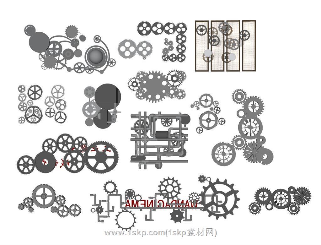 工业齿轮装饰SU模型 1