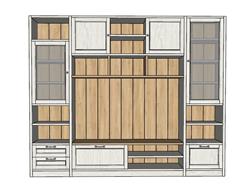 原木电视柜书柜SU模型 免费sketchup模型下载