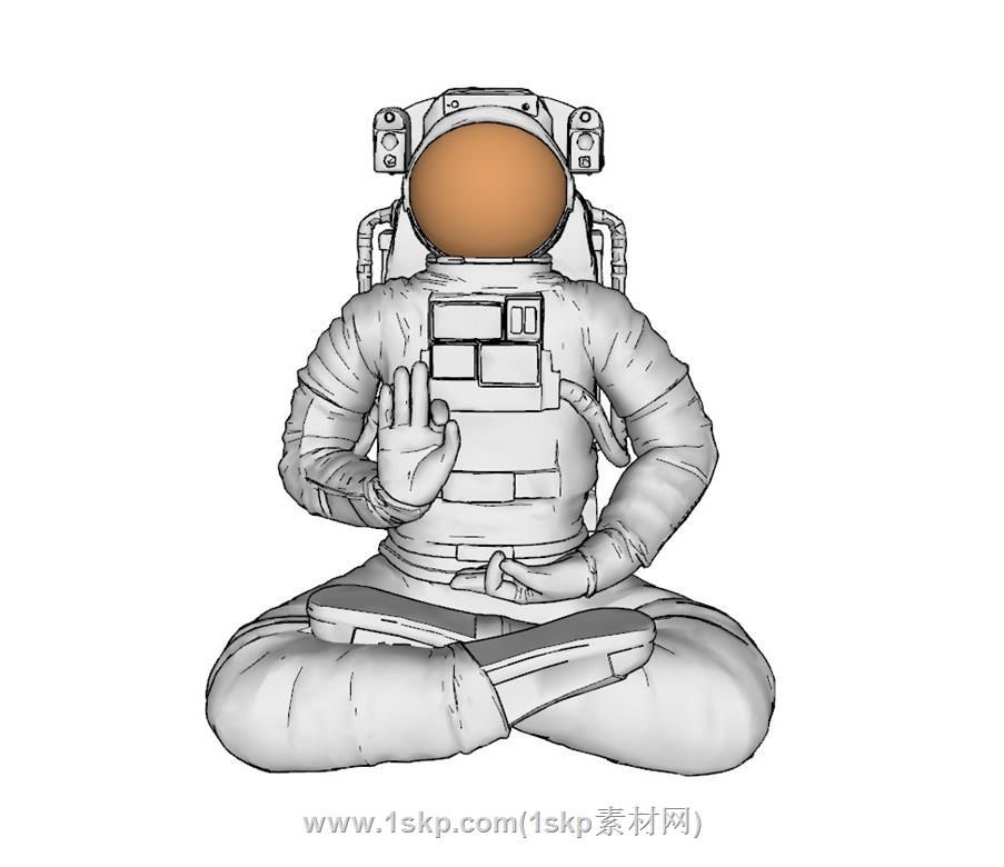 太空人宇航员摆件SU模型 1