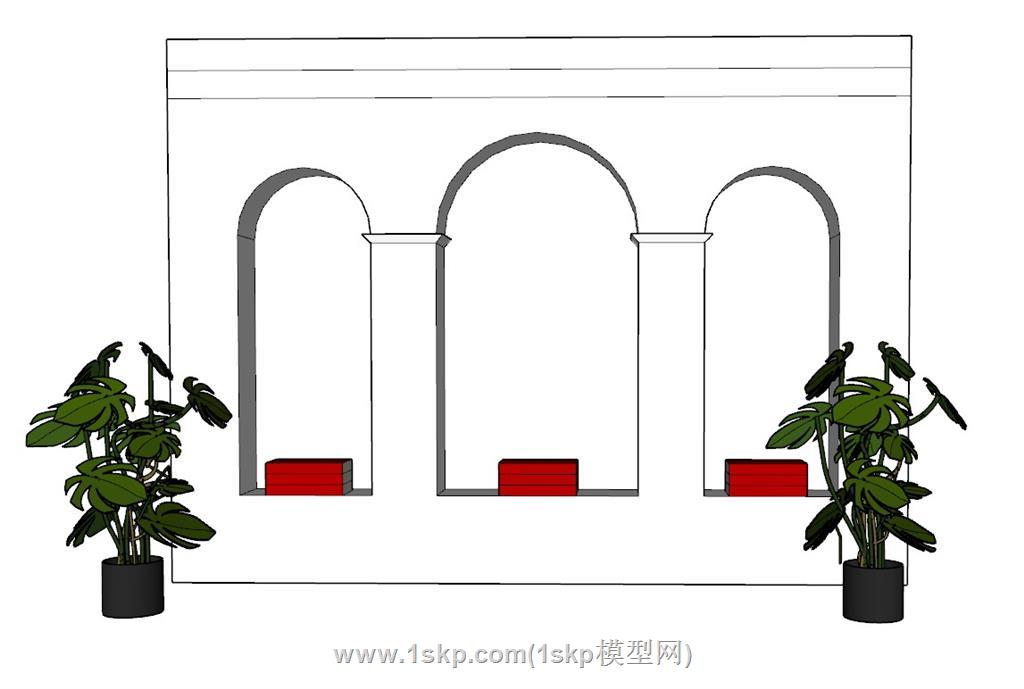 艺术墙装饰墙SU模型 1