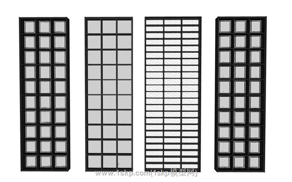 玻璃砖隔断SU模型 2