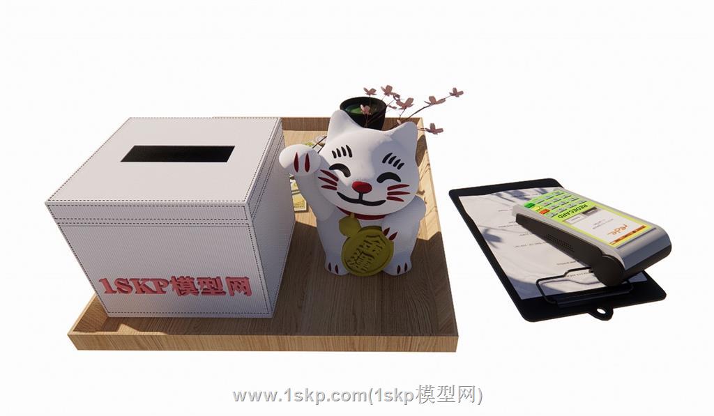 招财猫摆件SU模型 1