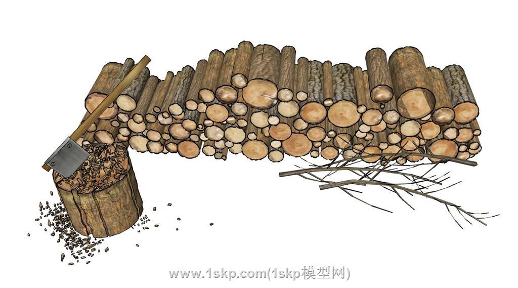 劈柴柴火堆斧头 1