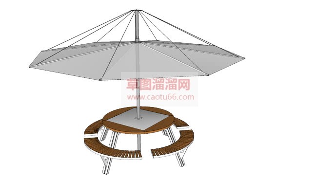 户外遮阳伞圆SU模型 1