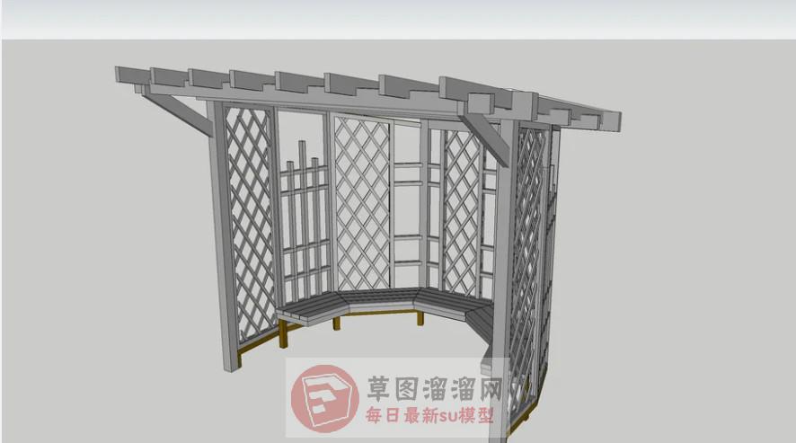 花架座椅廊棚SU模型 1