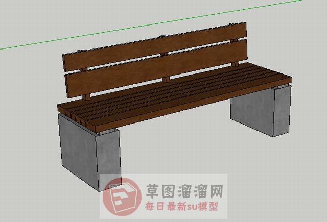 户外长椅长凳SU模型 1