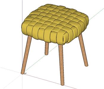 藤制凳子座椅SU模型