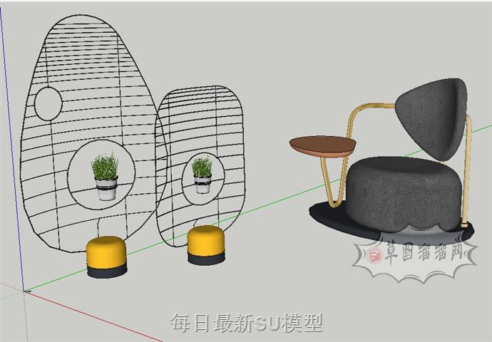 创意单人座椅SU模型