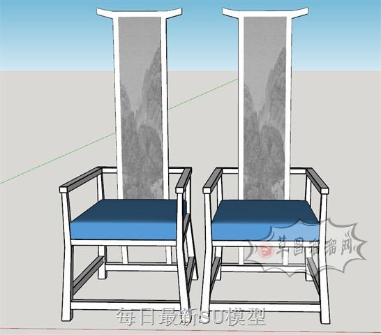 中式椅子座椅SU模型 1