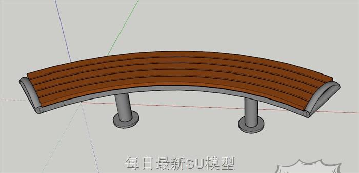 弧形户外长椅SU模型 1