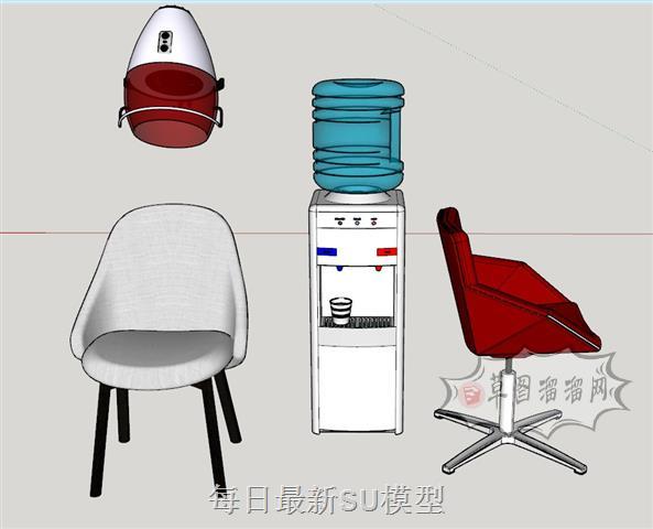 饮水机理发椅烘干SU模型