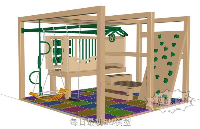 儿童游乐攀爬墙SU模型 2