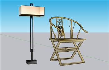 中式  扶手椅  落地灯