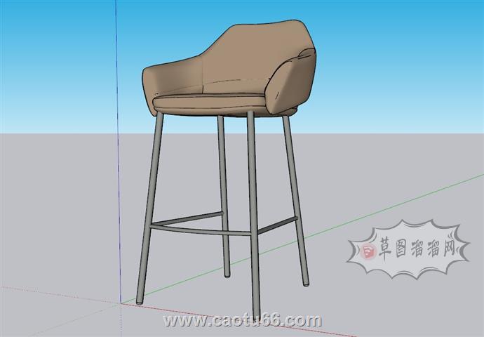 高脚凳高脚椅吧台椅SU模型 1